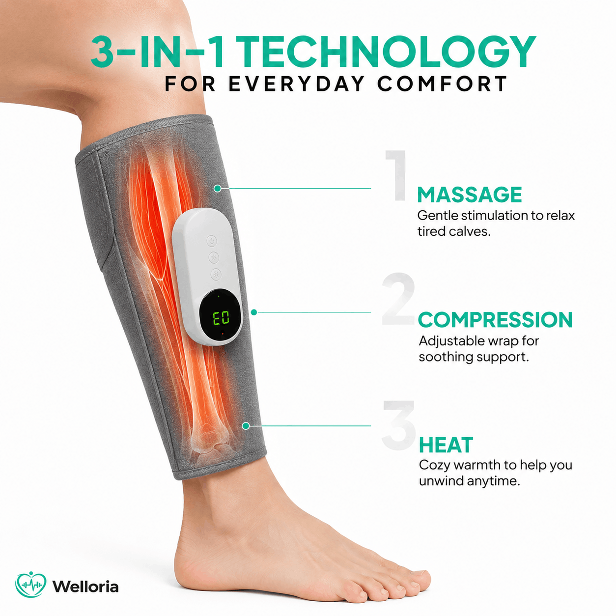 Welloria™ Triple Method Leg Massager