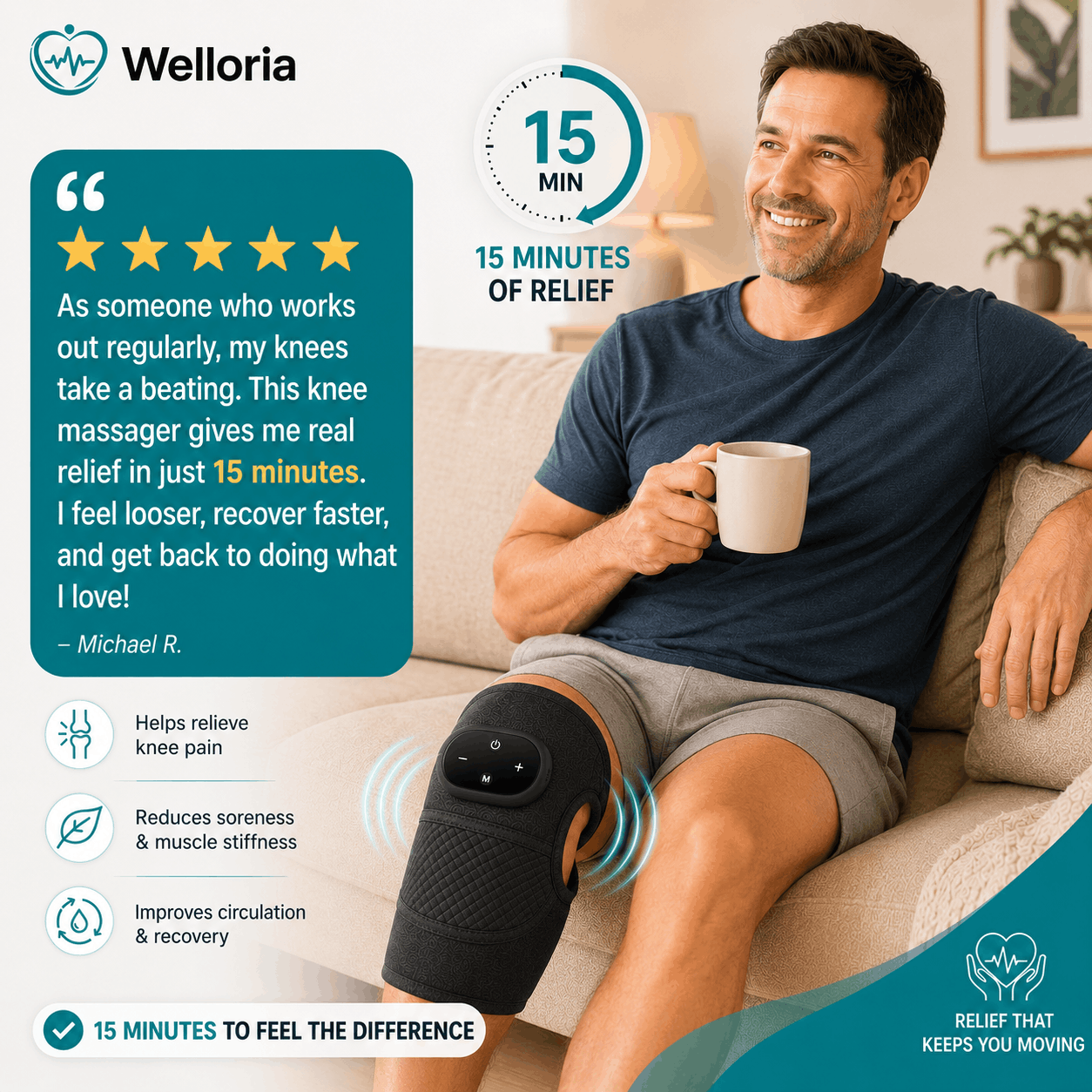 Welloria™ Triple Method Knee Massager