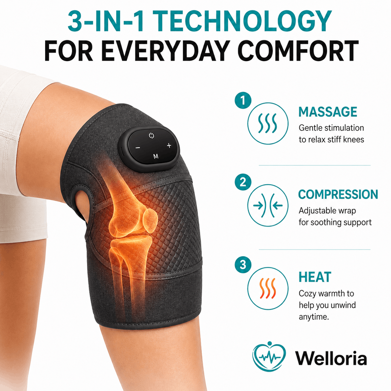 Welloria™ Triple Method Knee Massager