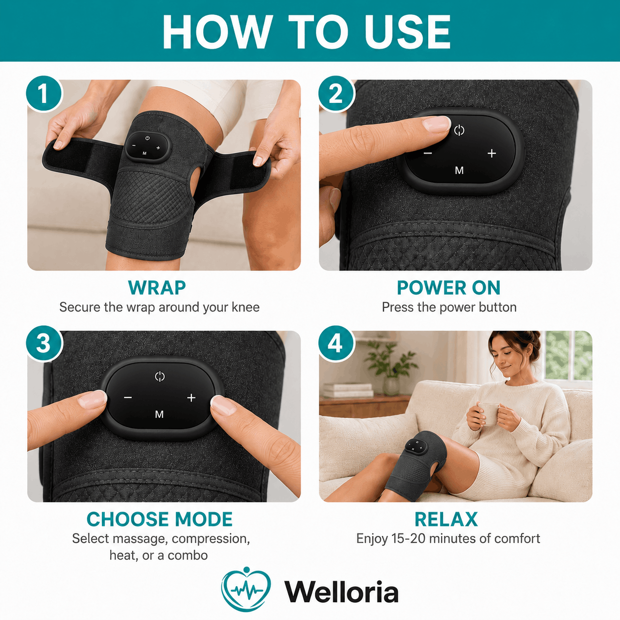 Welloria™ Triple Method Knee Massager